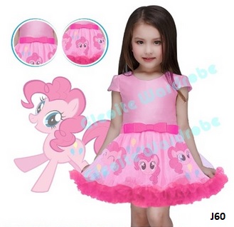 pakaian dress pink little pony